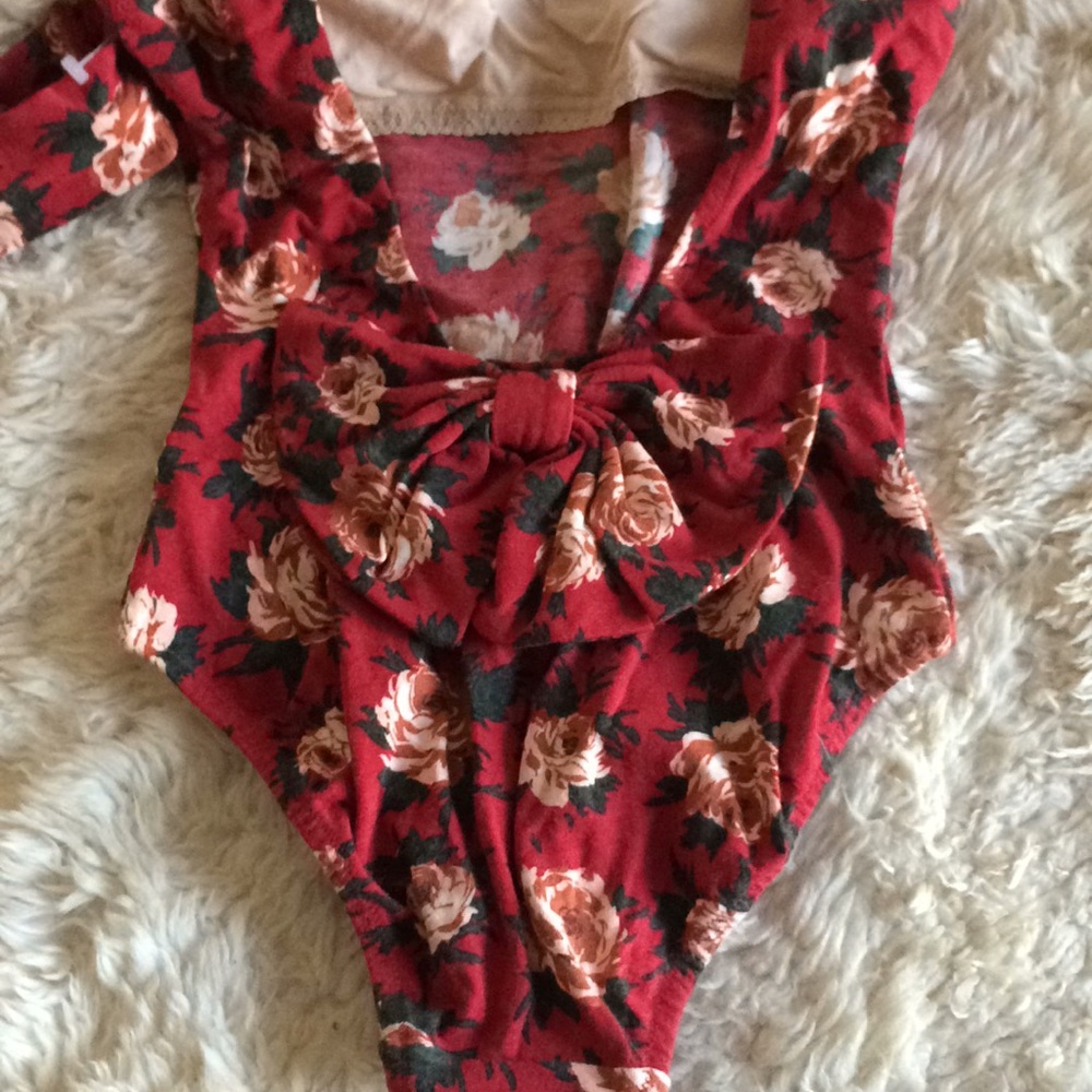 SUGAR Japanese vintage rose  print swim suit - Picture 3 of 7